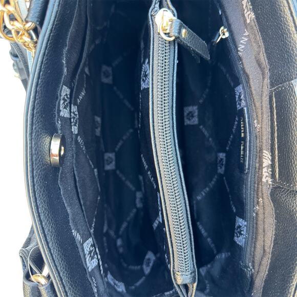 Anne Klein Handbag With AK Print In Beige And Black - Picture 9 of 9